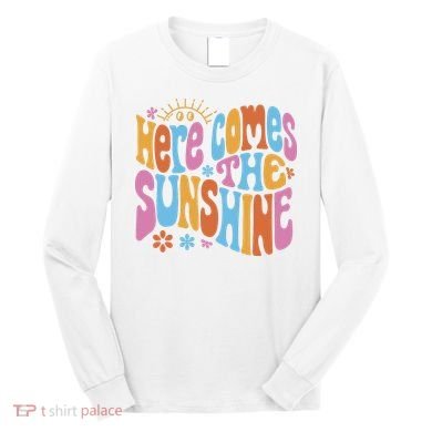 Here Comes The Sunshine Colorful Retro Long Sleeve Shirt