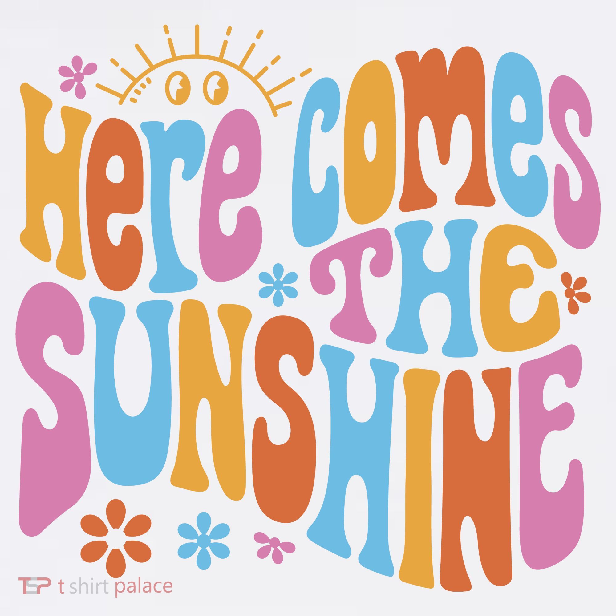 Here Comes The Sunshine Colorful Retro T-Shirt