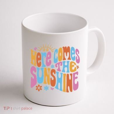 Here Comes The Sunshine Colorful Retro Coffee Mug back