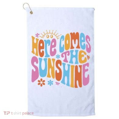 Here Comes The Sunshine Colorful Retro Golf Towel