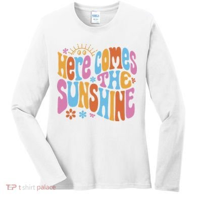 Here Comes The Sunshine Colorful Retro Women's Long Sleeve Shirt