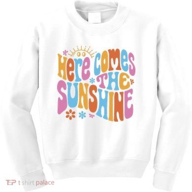 Here Comes The Sunshine Colorful Retro Kids Sweatshirt
