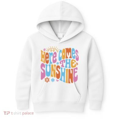 Here Comes The Sunshine Colorful Retro Kids Hoodie