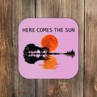 Here Comes The Sun Guitar Shadow Sunset  Coaster thumb 0