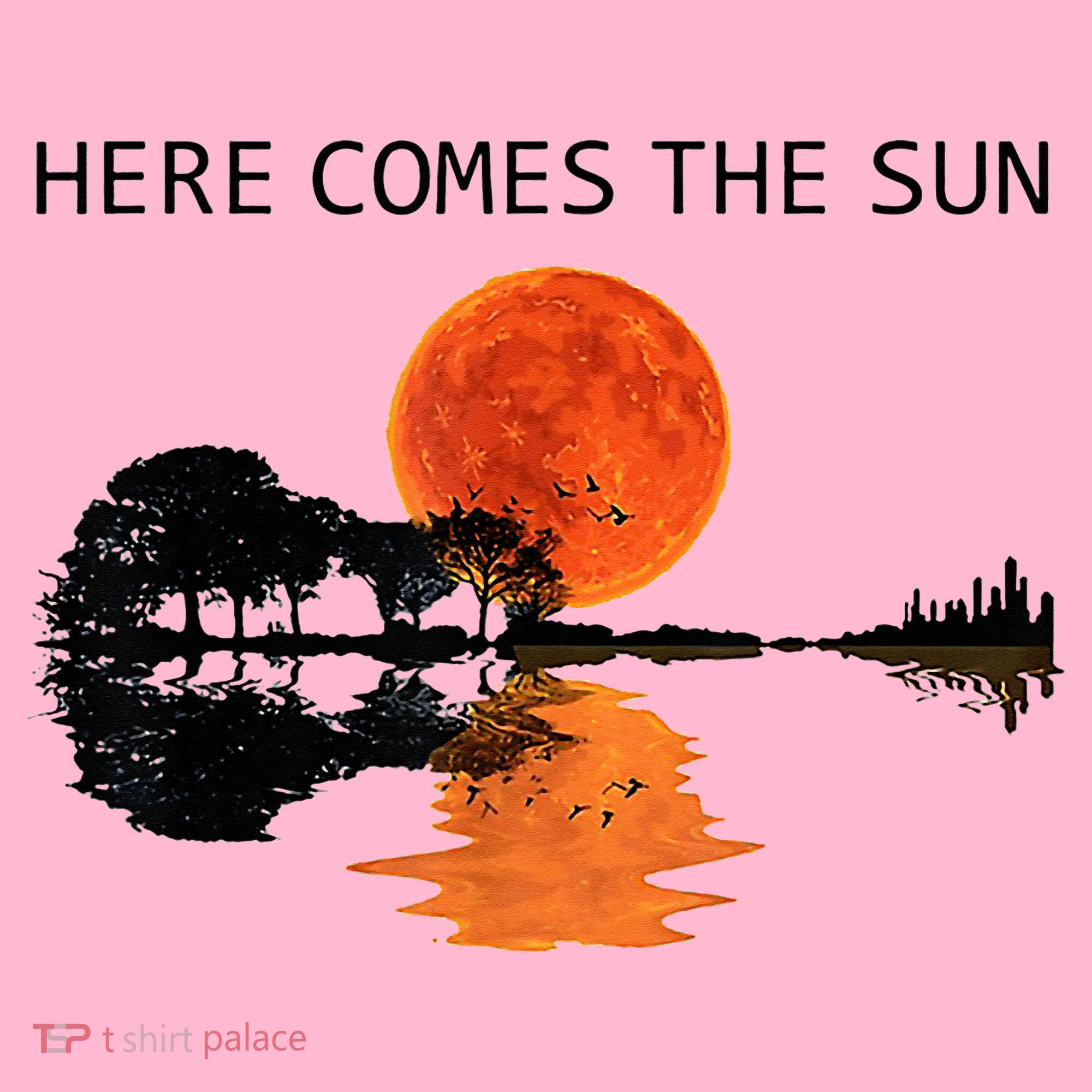 Here Comes The Sun Guitar Shadow Sunset  Coaster