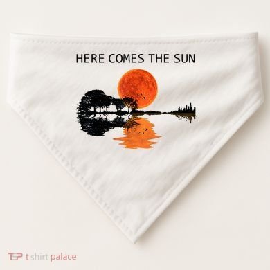 Here Comes The Sun Guitar Shadow Sunset  USA-Made Doggie Bandana