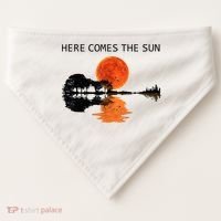 Here Comes The Sun Guitar Shadow Sunset  USA-Made Doggie Bandana thumb 0