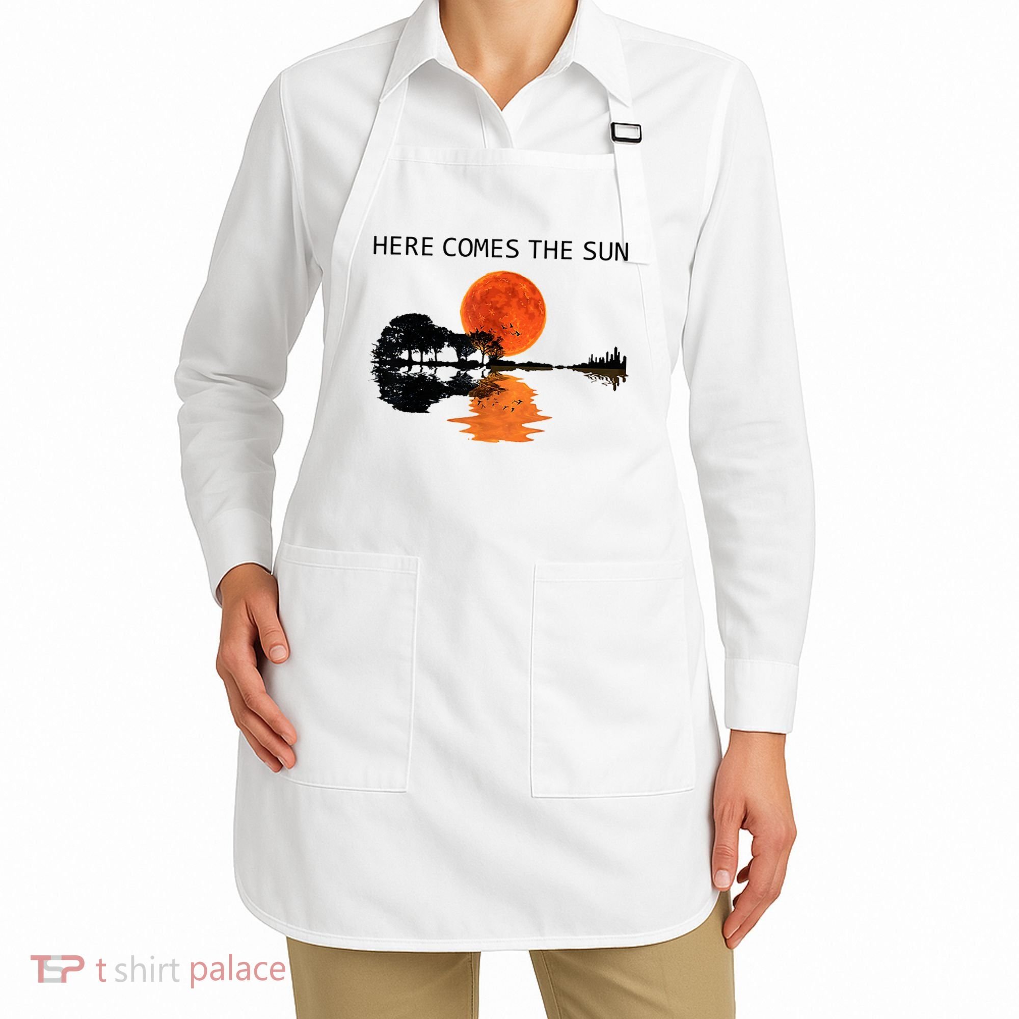 Here Comes The Sun Guitar Shadow Sunset  Apron