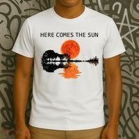 Here Comes The Sun Guitar Shadow Sunset  T-Shirt thumb 3