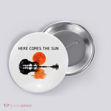 Here Comes The Sun Guitar Shadow Sunset  Button