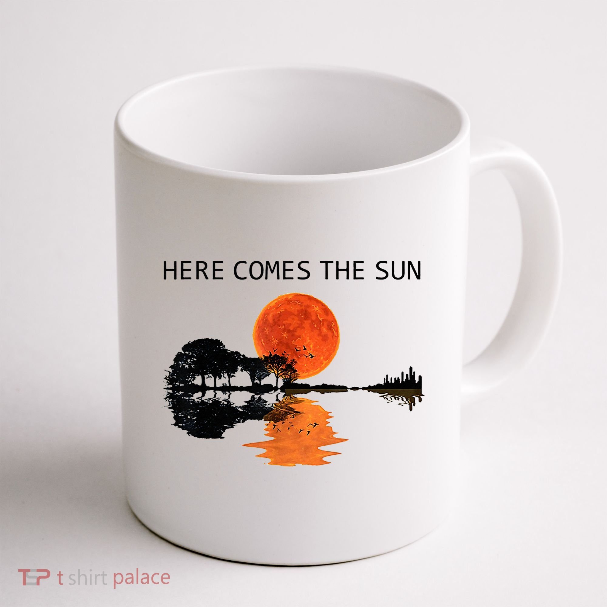 Here Comes The Sun Guitar Shadow Sunset  Coffee Mug