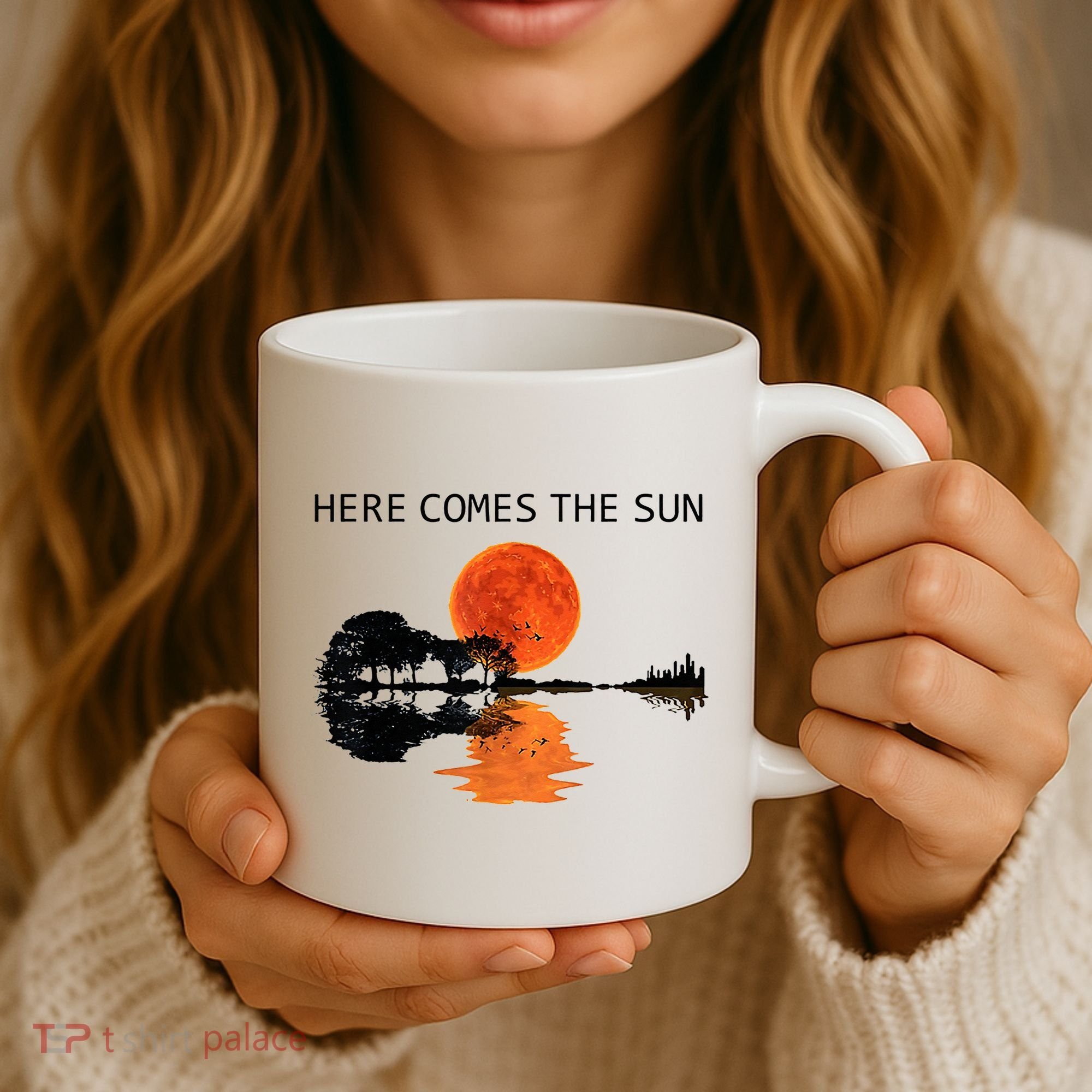 Here Comes The Sun Guitar Shadow Sunset  Coffee Mug