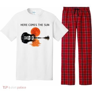 Here Comes The Sun Guitar Shadow Sunset  Pajama Set