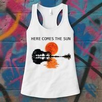 Here Comes The Sun Guitar Shadow Sunset  Women's Tank Top thumb 3