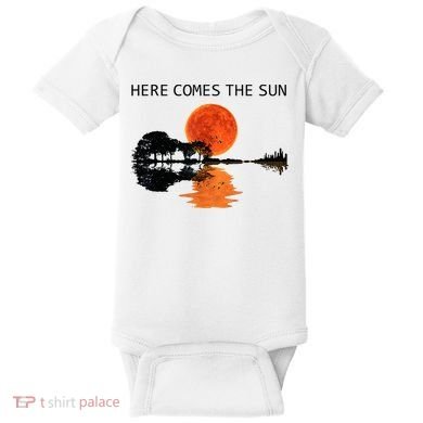 Here Comes The Sun Guitar Shadow Sunset  Baby Bodysuit