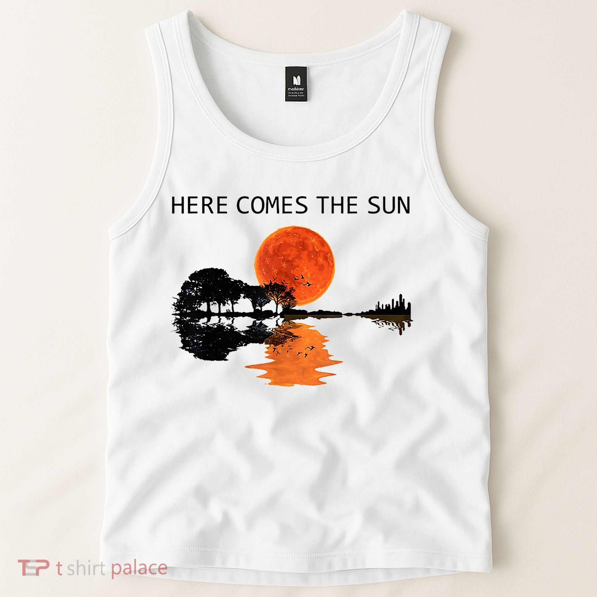 Here Comes The Sun Guitar Shadow Sunset  Tank Top