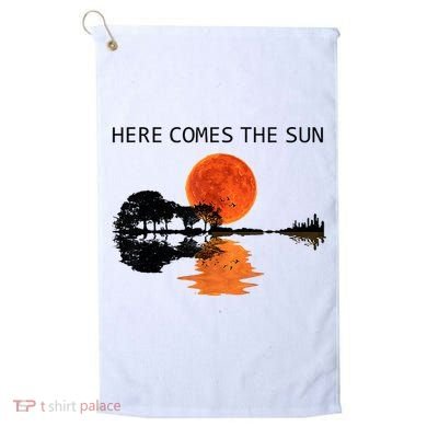 Here Comes The Sun Guitar Shadow Sunset  Golf Towel