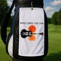 Here Comes The Sun Guitar Shadow Sunset  Golf Towel thumb 2