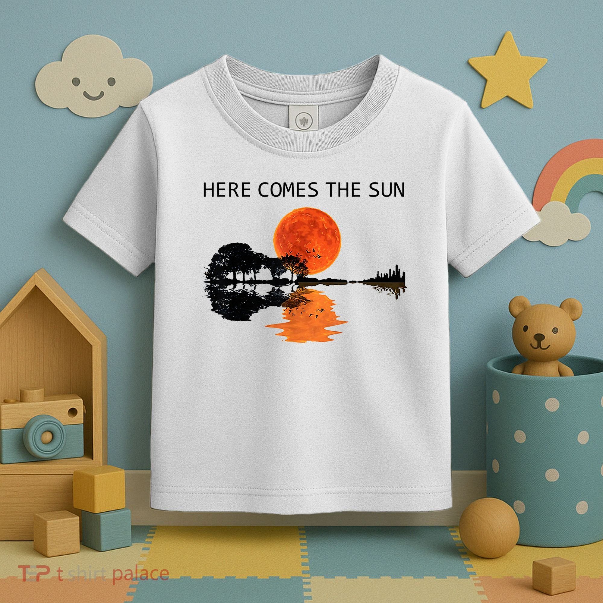 Here Comes The Sun Guitar Shadow Sunset  Toddler T-Shirt
