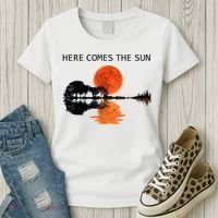 Here Comes The Sun Guitar Shadow Sunset  Women's T-Shirt thumb 3