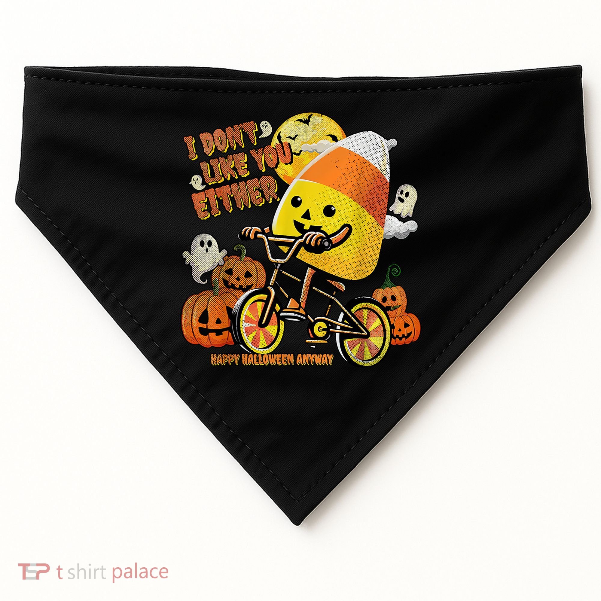 Halloween Costume Team Candy Corn I DonT Like You Either USA-Made Doggie Bandana