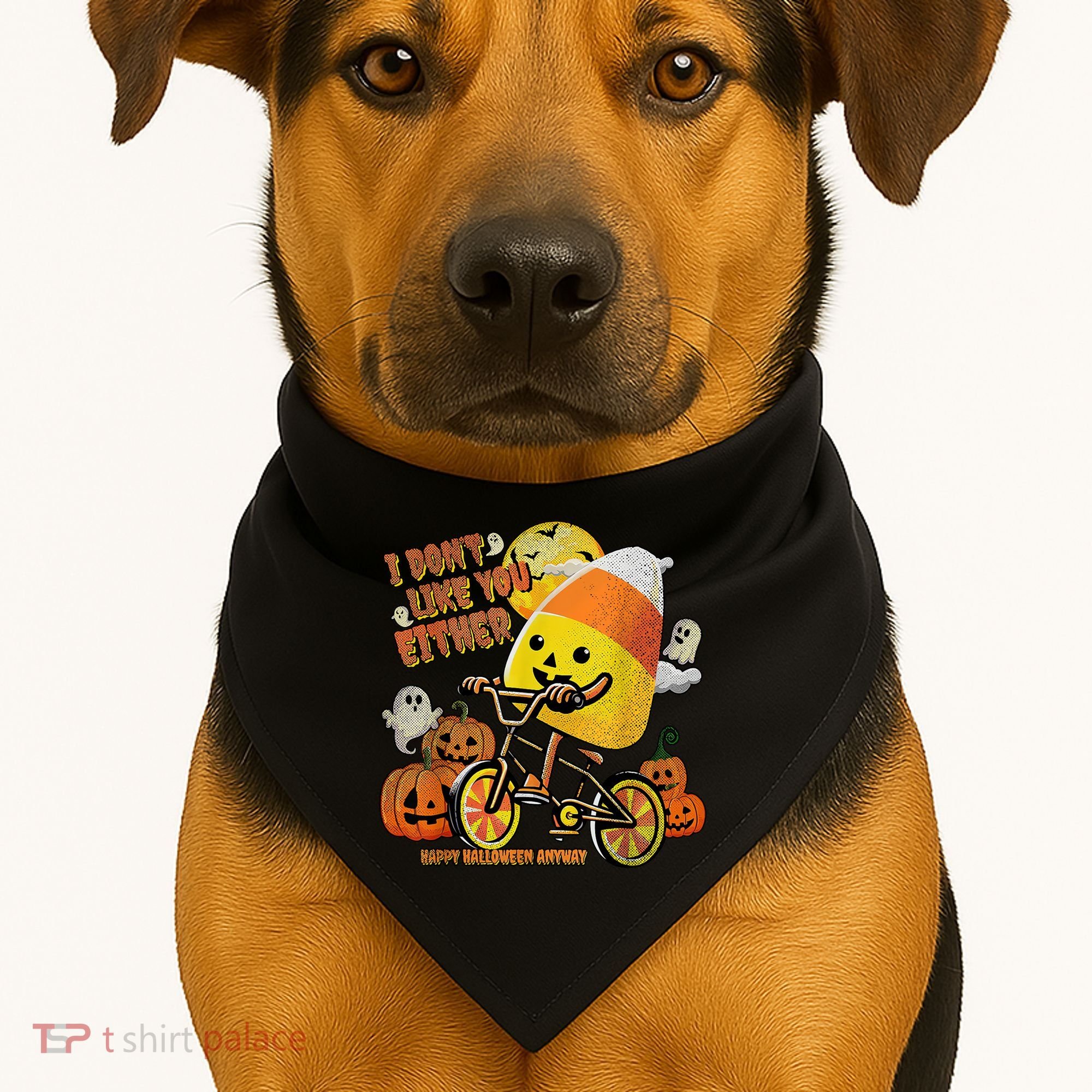 Halloween Costume Team Candy Corn I DonT Like You Either USA-Made Doggie Bandana