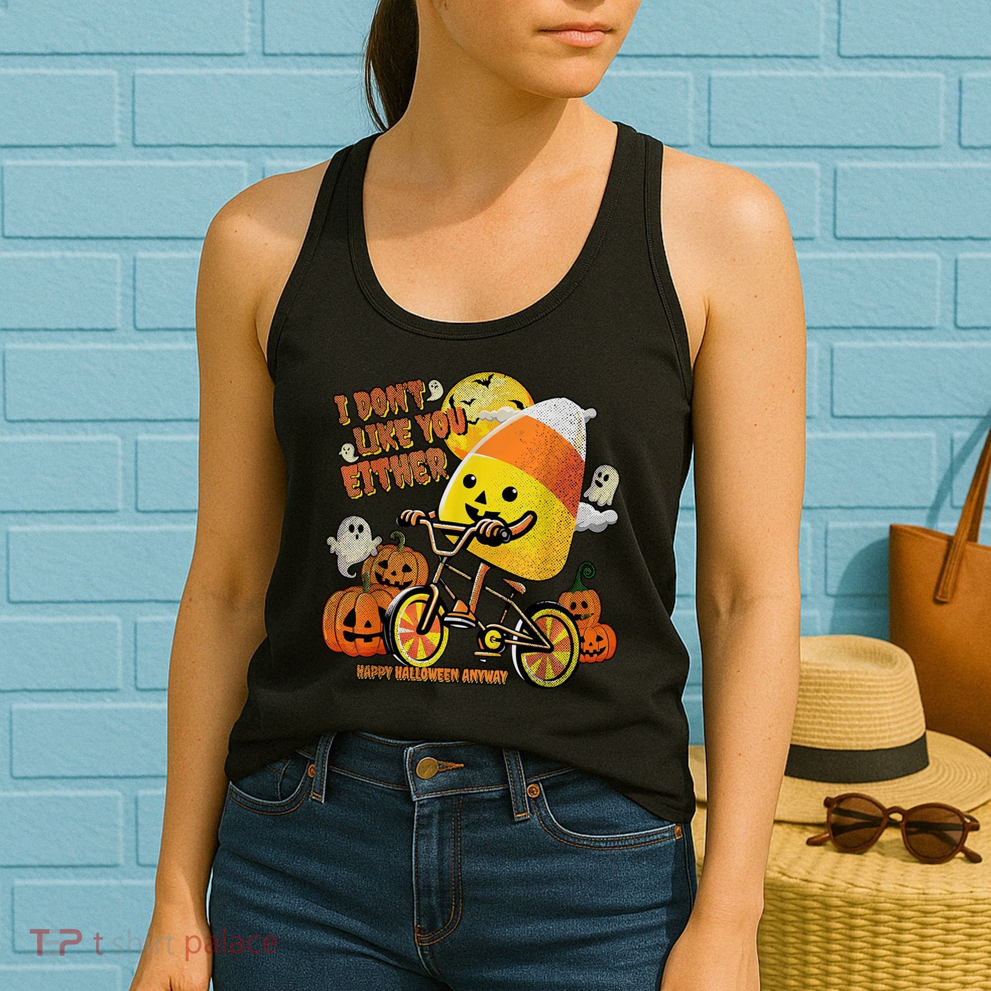 Halloween Costume Team Candy Corn I DonT Like You Either Women's Tank Top