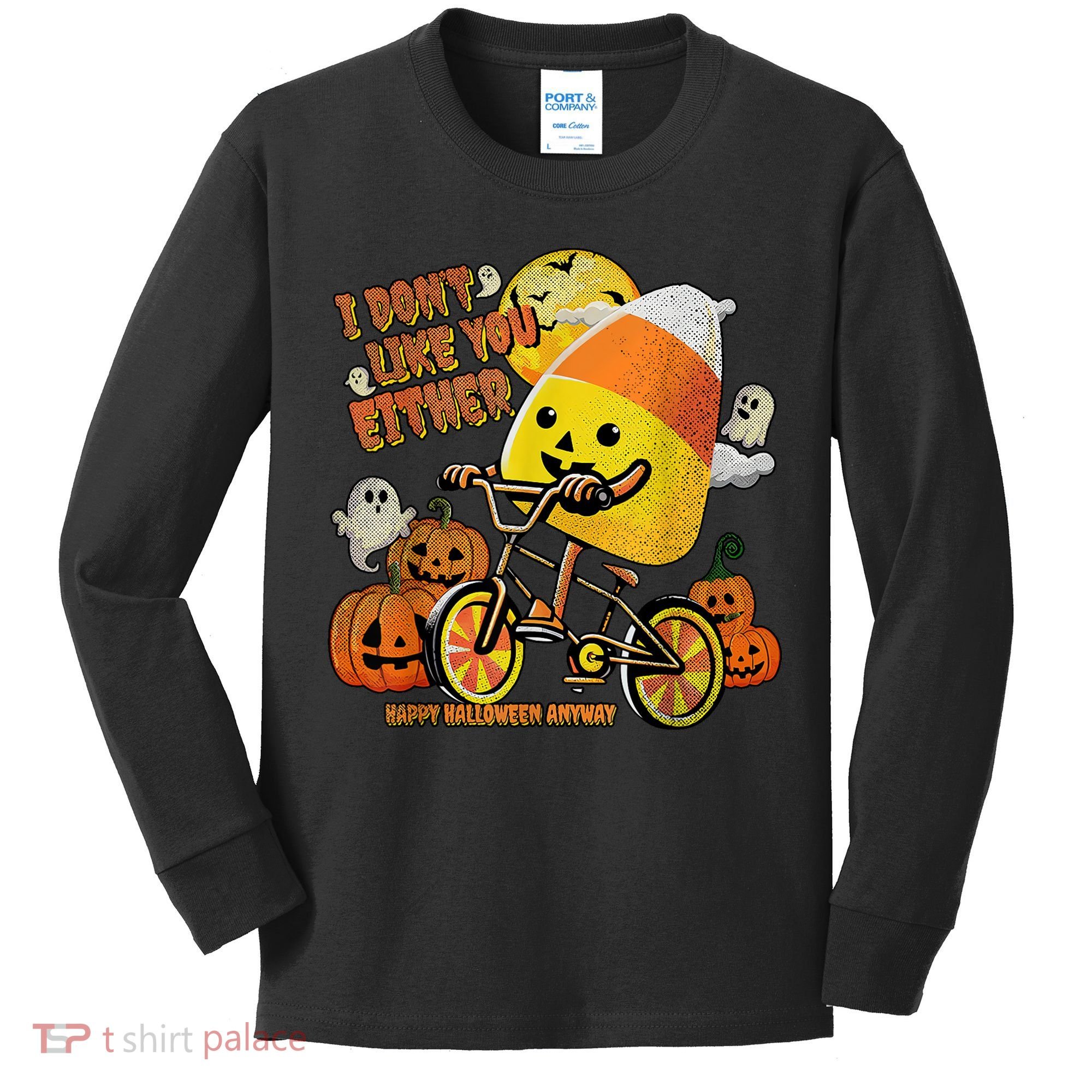 Halloween Costume Team Candy Corn I DonT Like You Either Kids Long Sleeve Shirt
