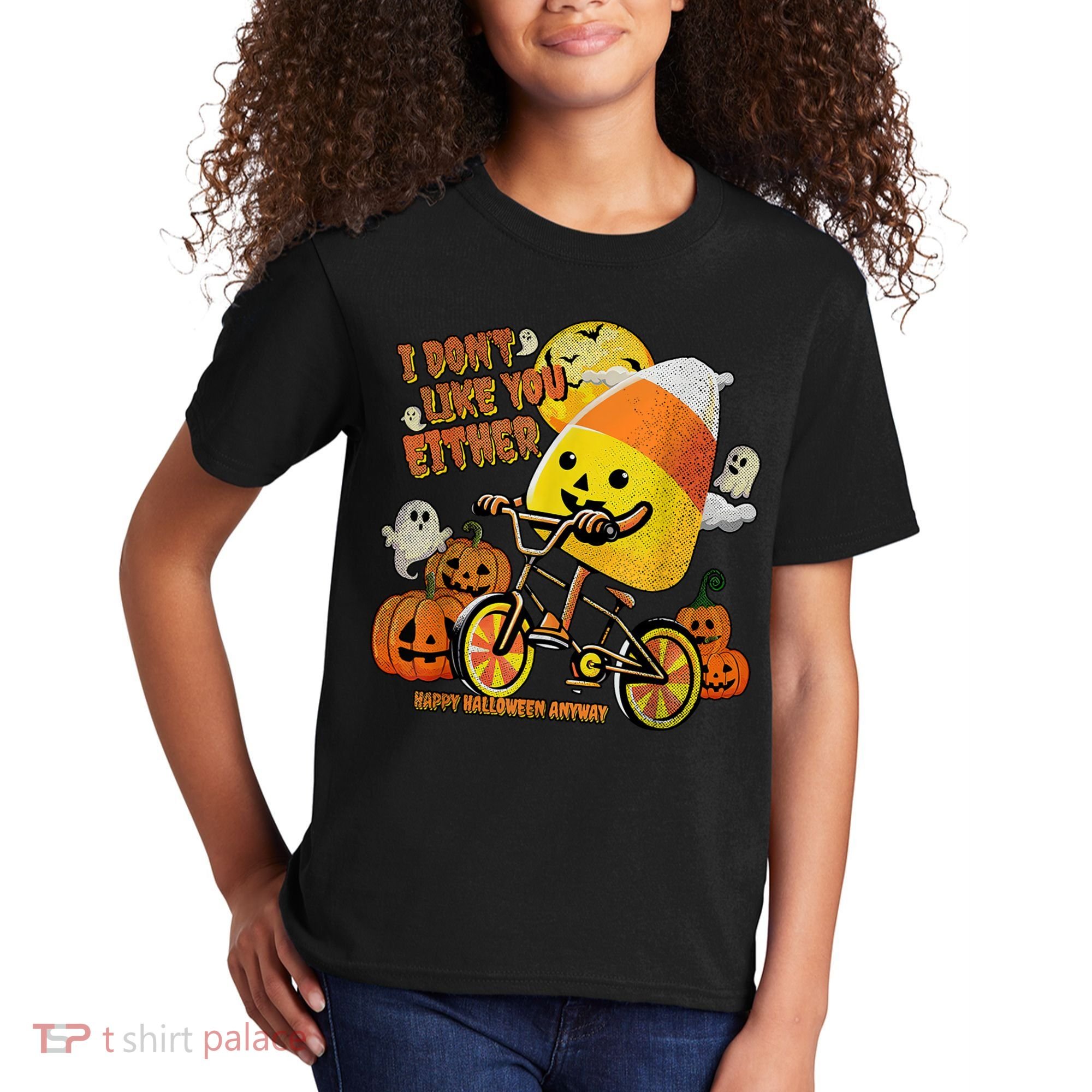 Halloween Costume Team Candy Corn I DonT Like You Either Kids T-Shirt