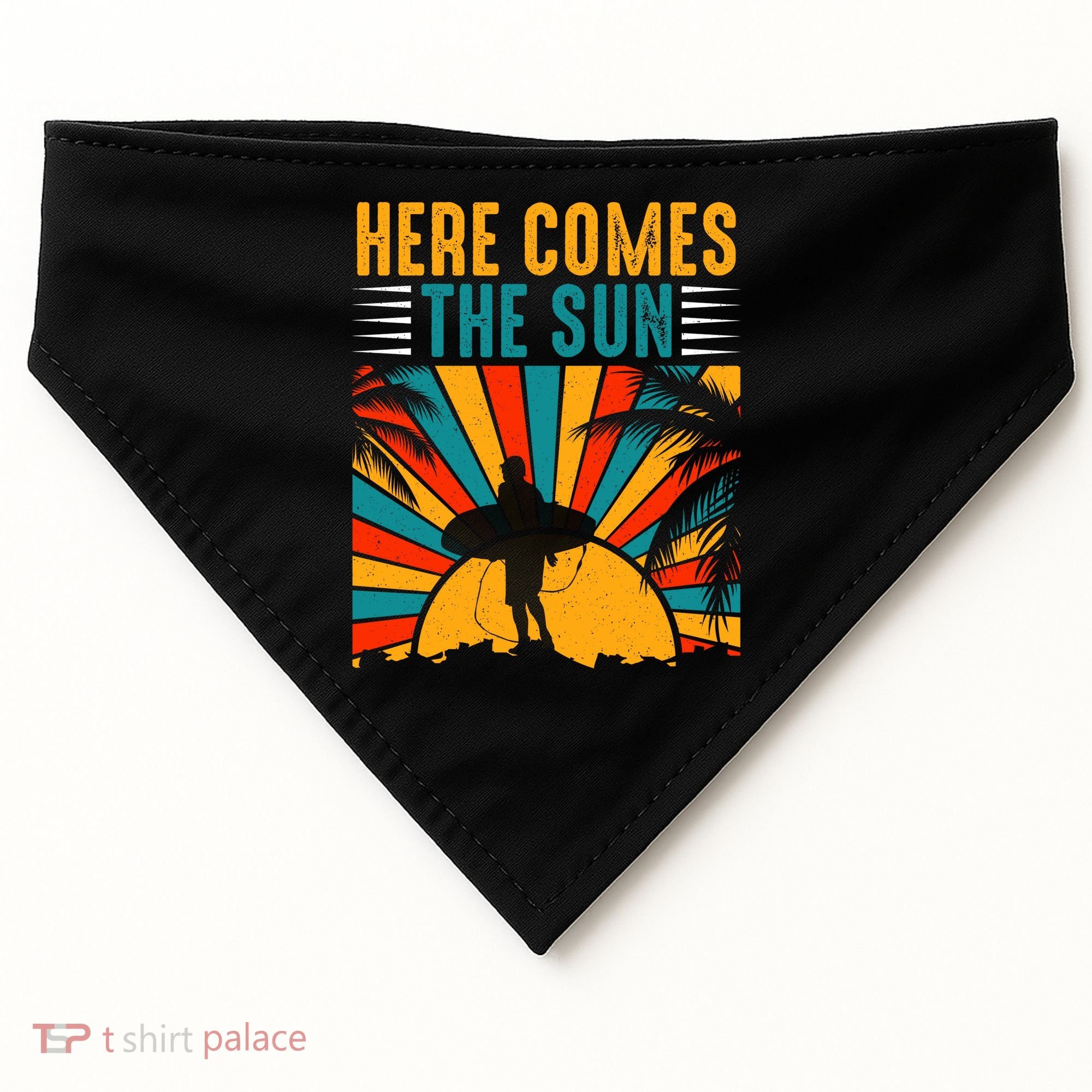 Here Comes The Sun | Surfing Summer Surf Surfer Gift USA-Made Doggie Bandana