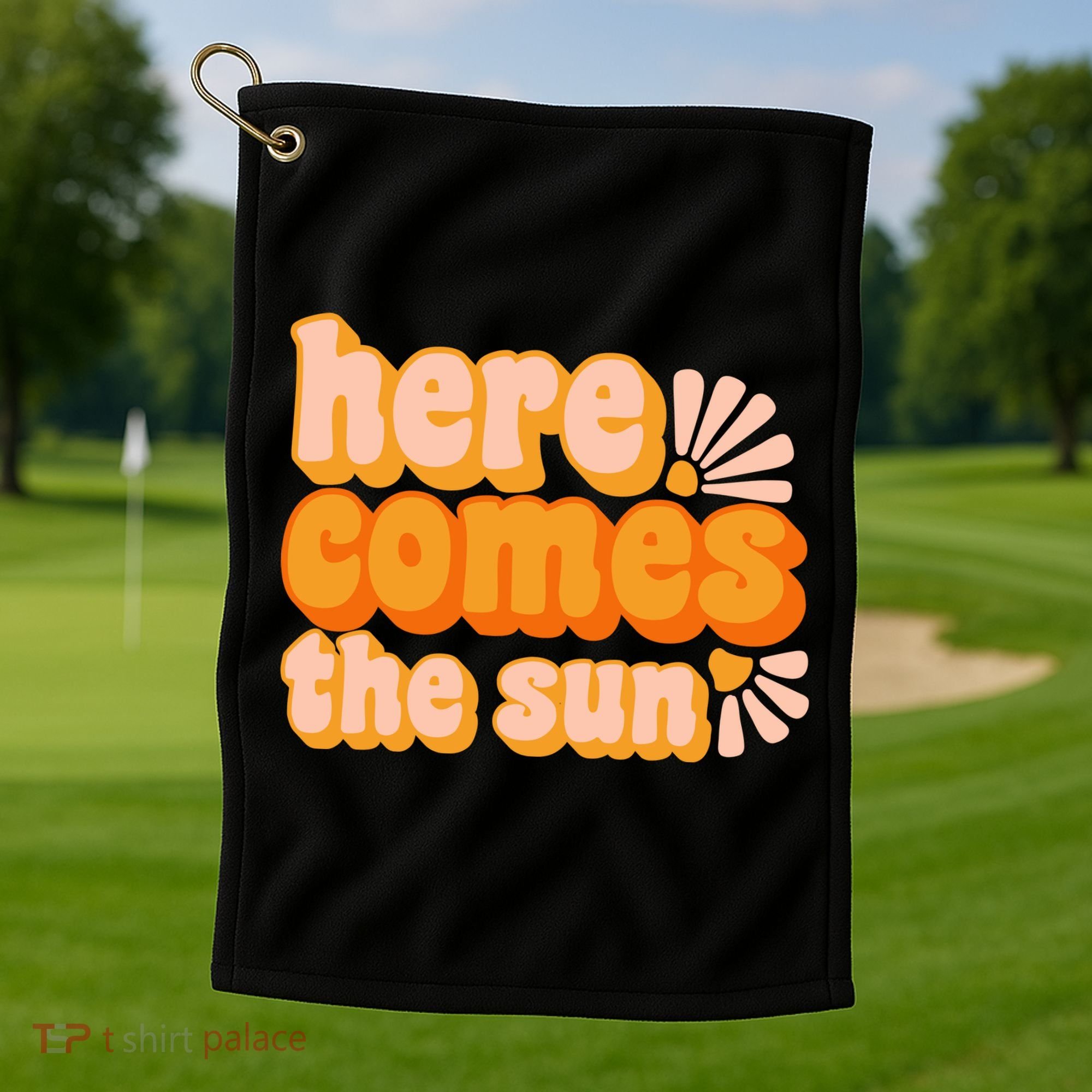 Here Comes The Sun Summer Vibes Golf Towel