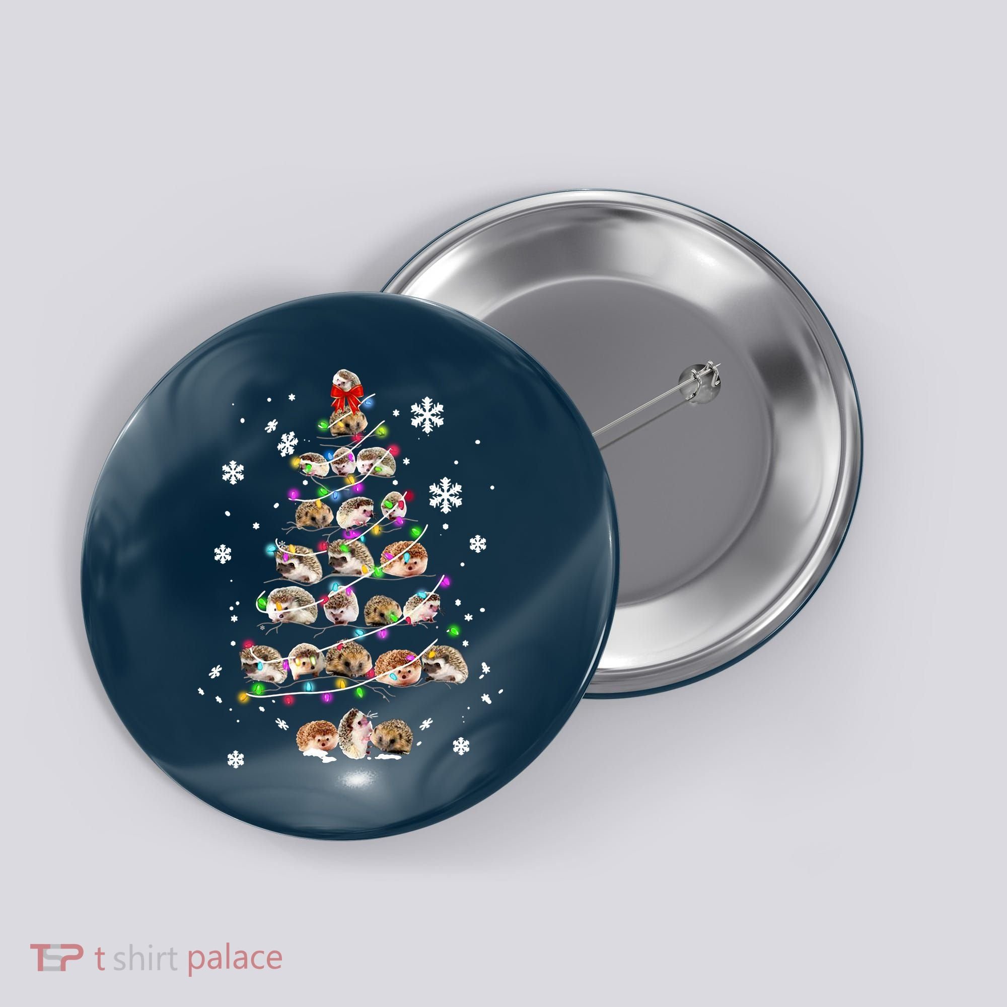 Hedgehog Christmas Tree Button