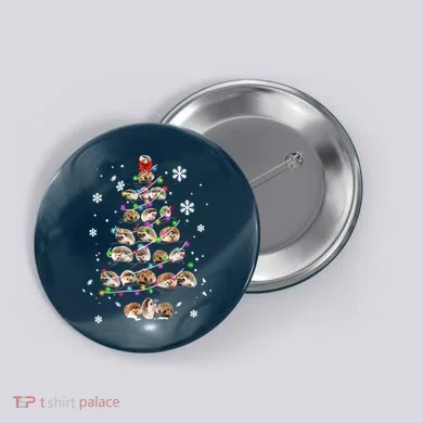 Hedgehog Christmas Tree Button