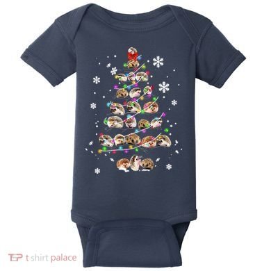 Hedgehog Christmas Tree Baby Bodysuit
