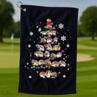 Hedgehog Christmas Tree Golf Towel thumb 1