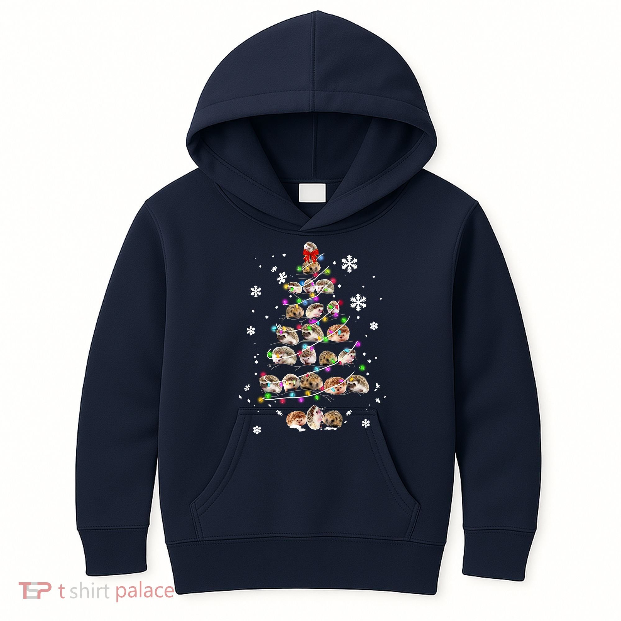Hedgehog Christmas Tree Kids Hoodie