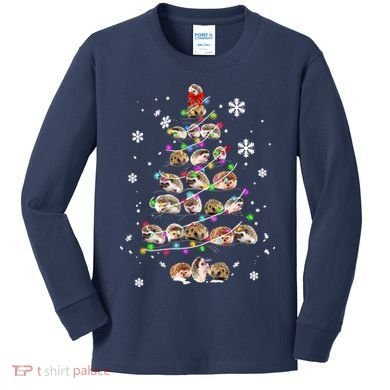 Hedgehog Christmas Tree Kids Long Sleeve Shirt