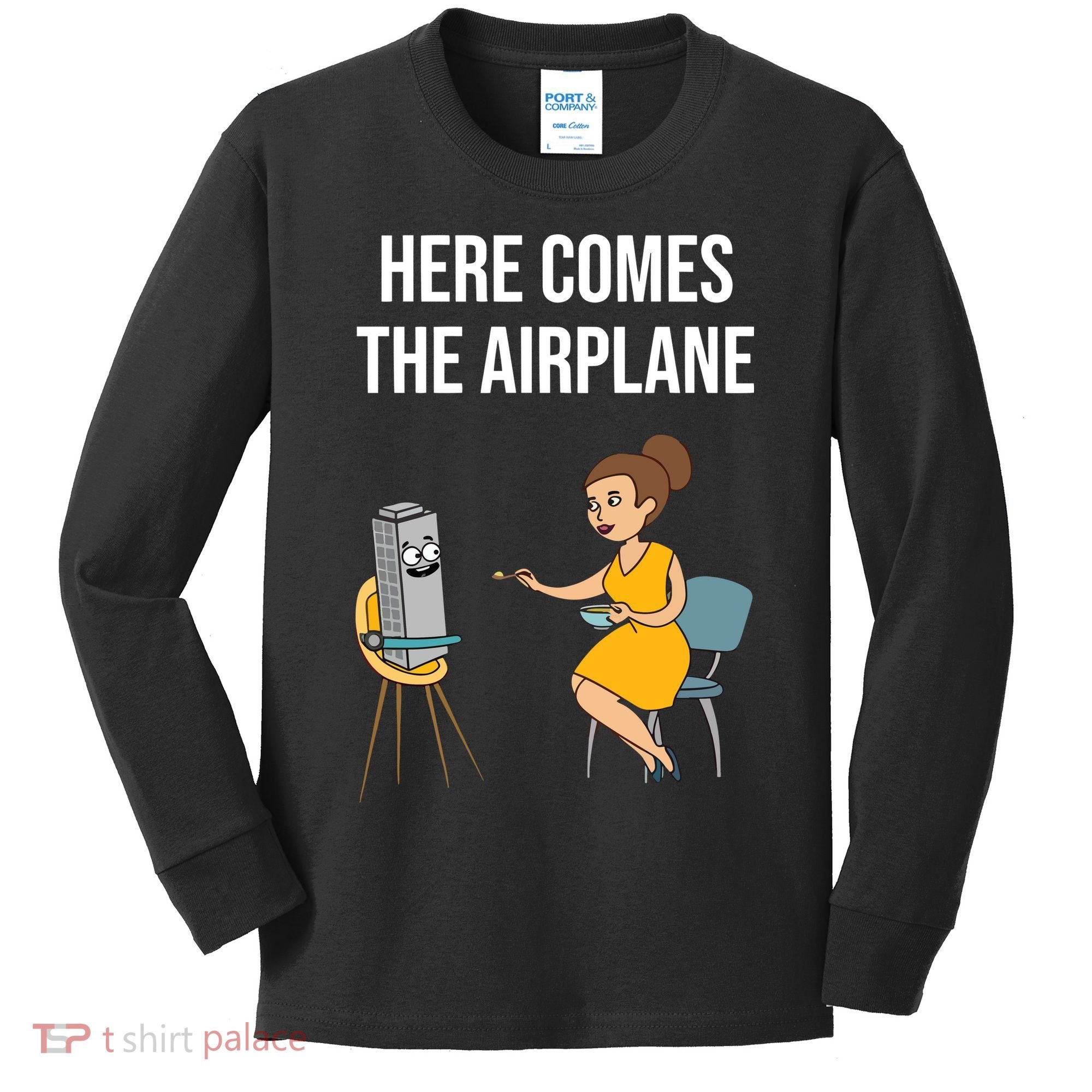 Here Comes The Airplane Kids Long Sleeve Shirt