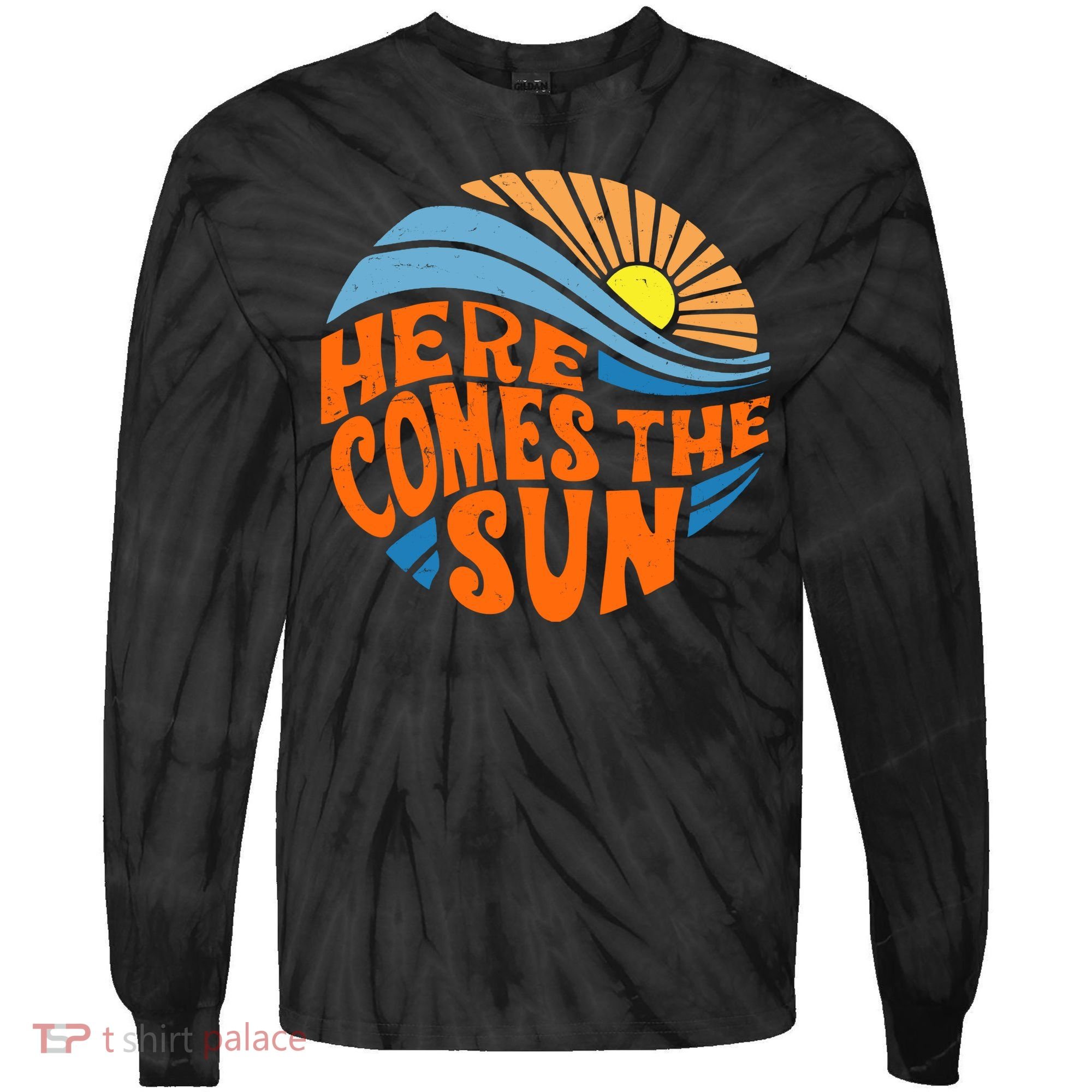 Here Comes The Sun Retro Summer Tie-Dye Long Sleeve Shirt
