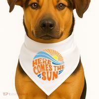Here Comes The Sun Retro Summer USA-Made Doggie Bandana thumb 1