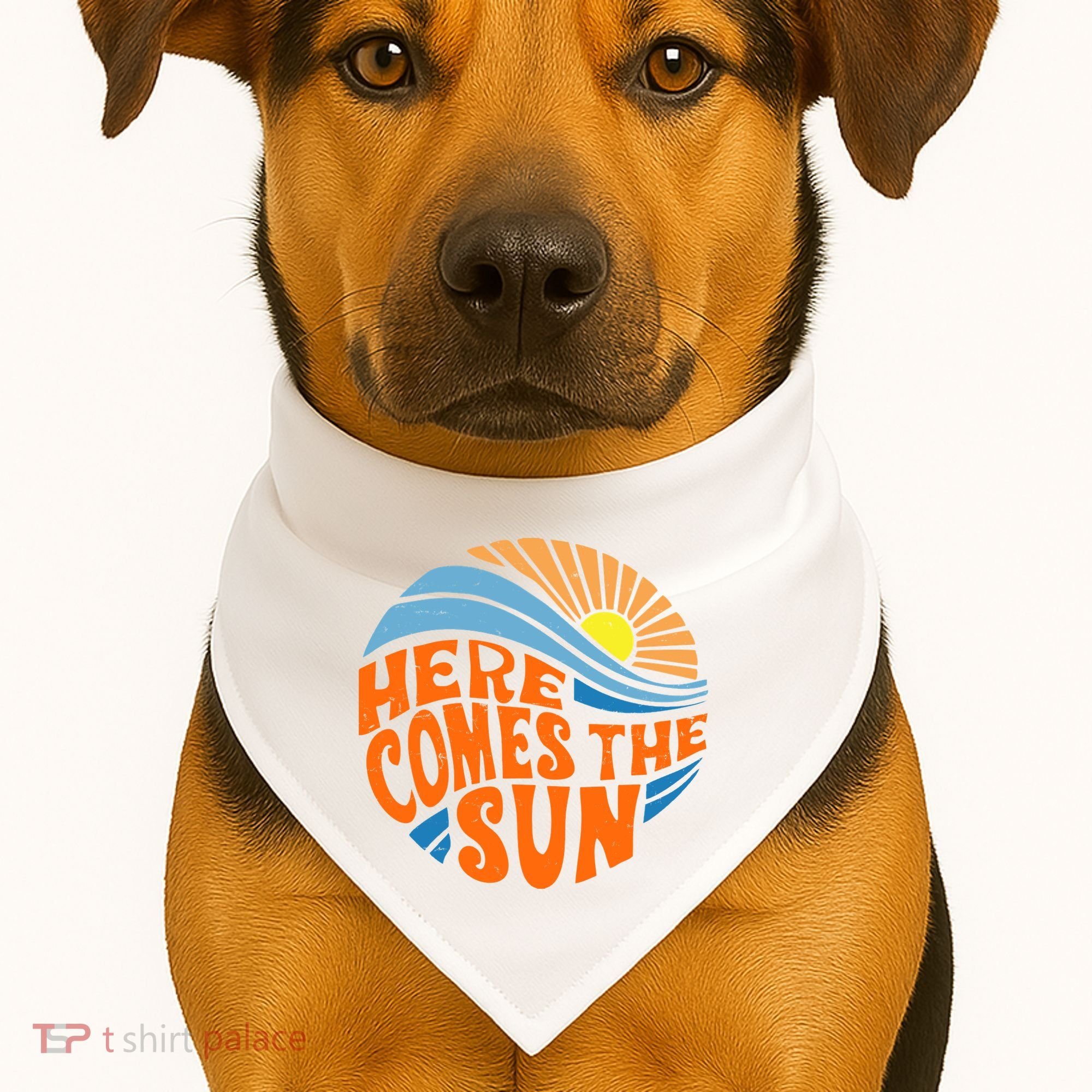 Here Comes The Sun Retro Summer USA-Made Doggie Bandana