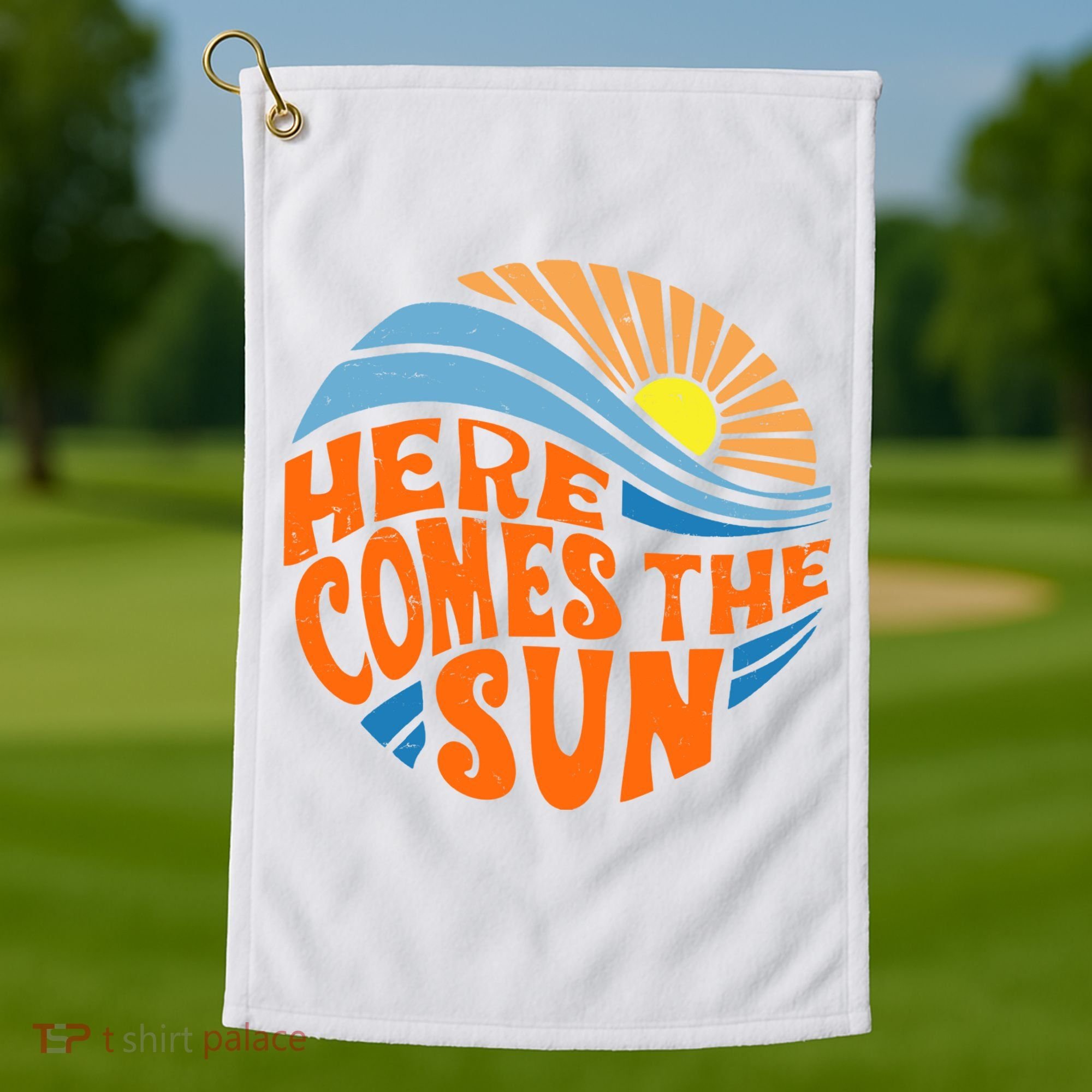 Here Comes The Sun Retro Summer Golf Towel