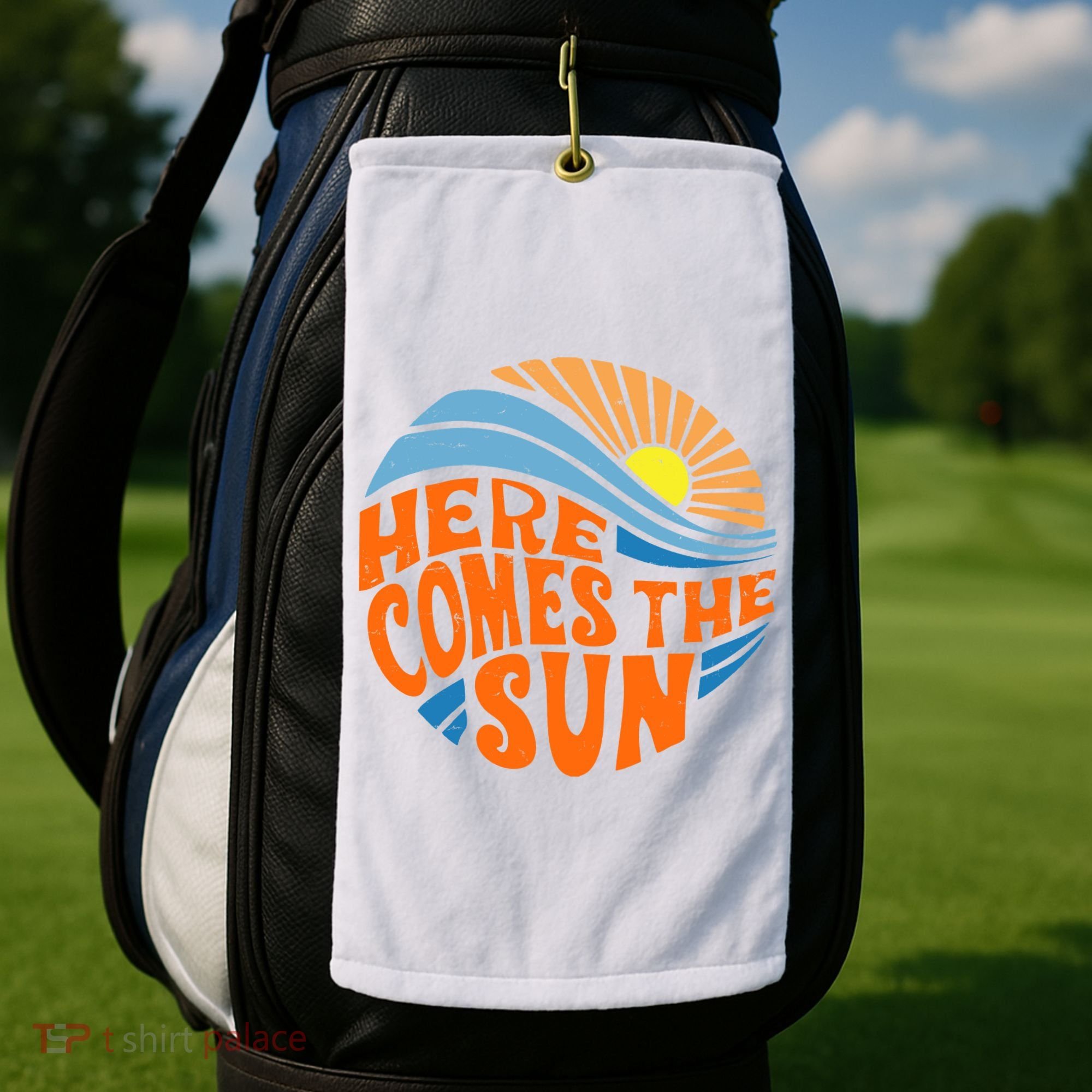 Here Comes The Sun Retro Summer Golf Towel