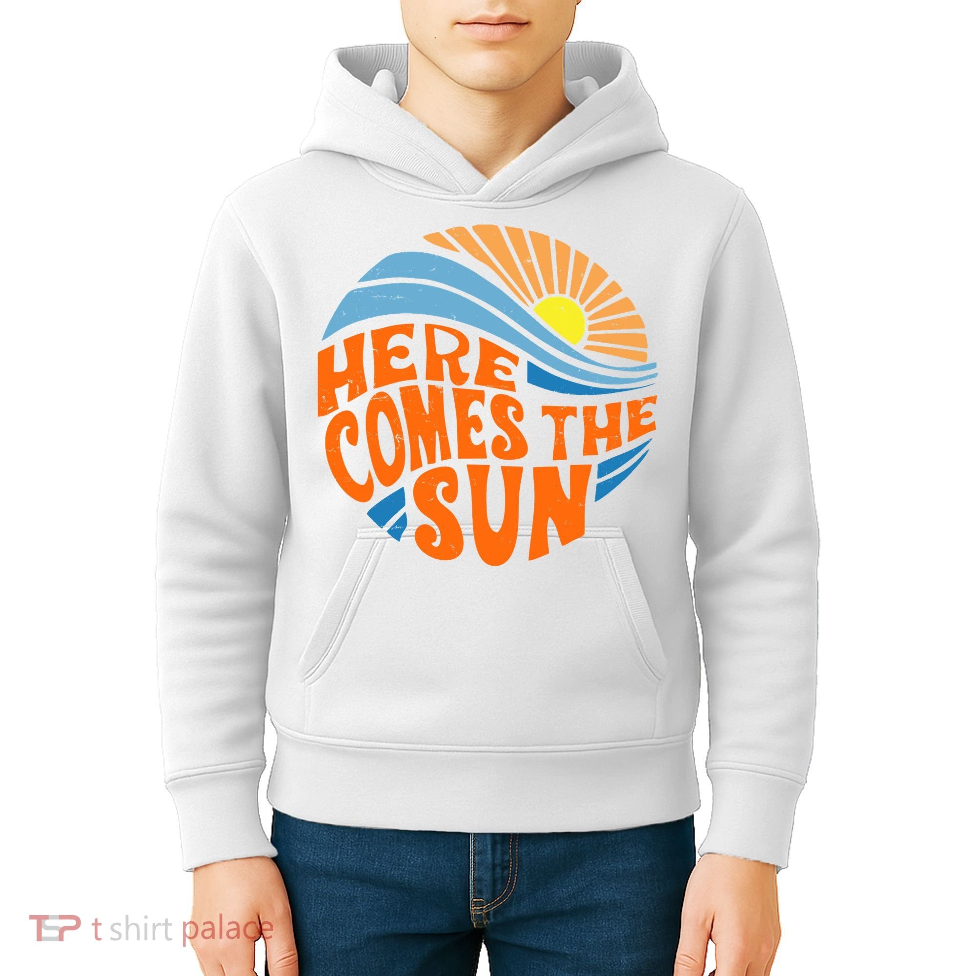 Here Comes The Sun Retro Summer Kids Hoodie