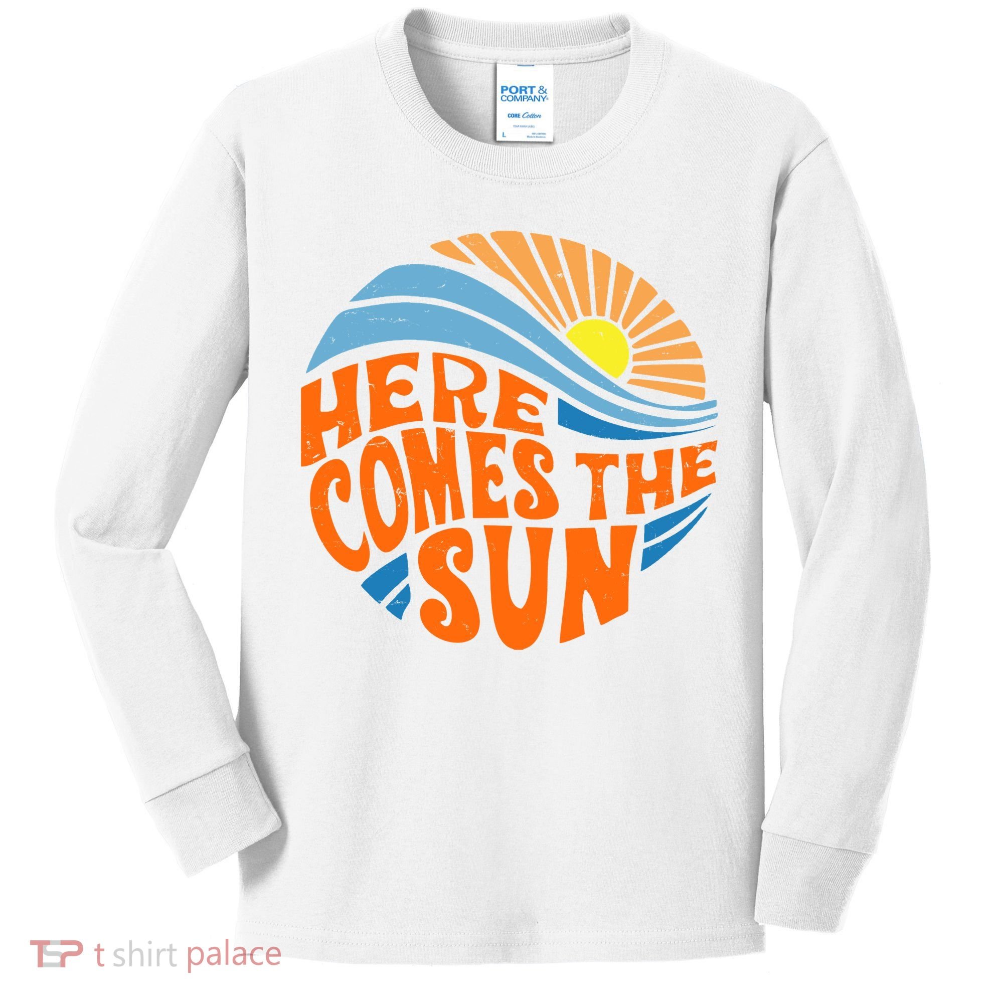 Here Comes The Sun Retro Summer Kids Long Sleeve Shirt