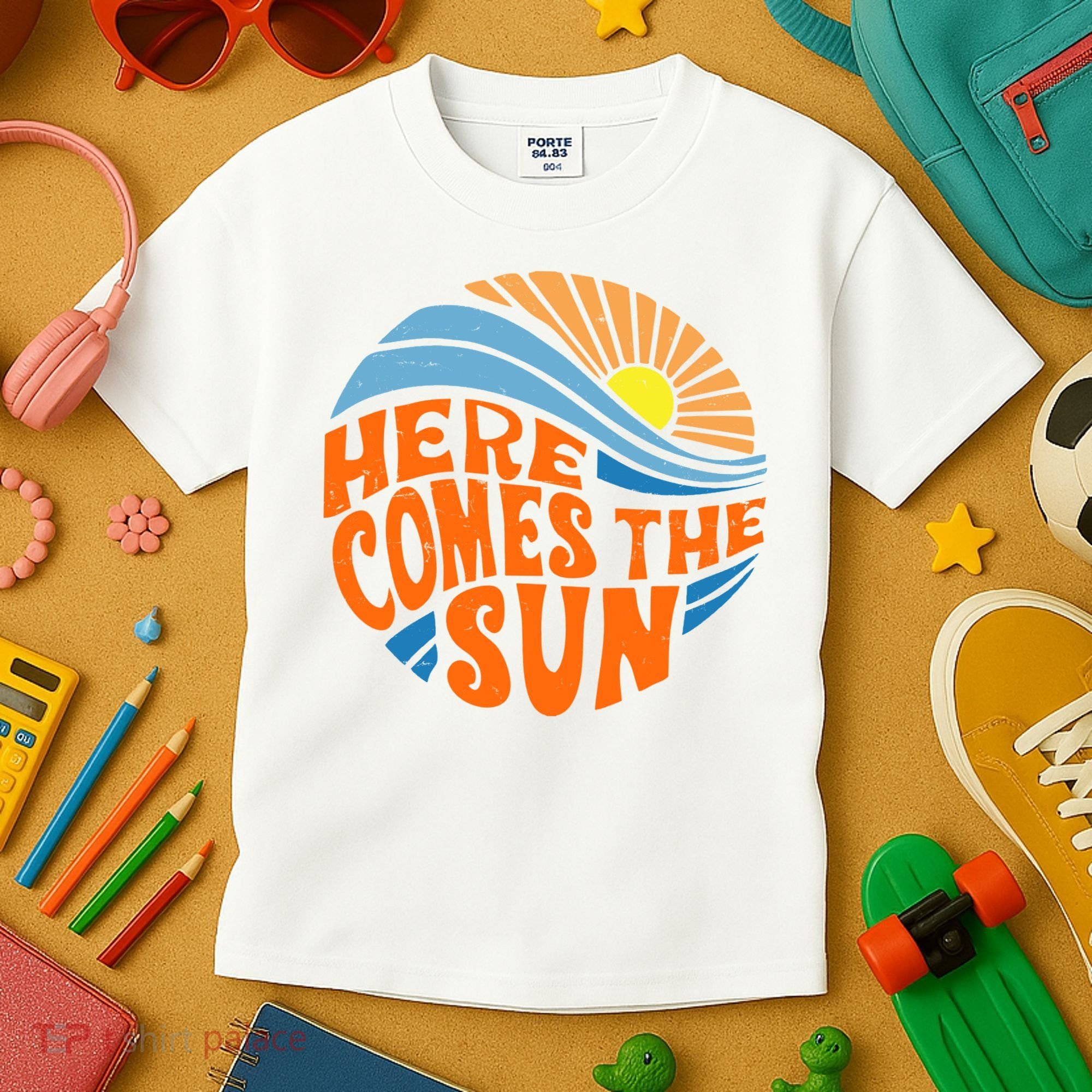 Here Comes The Sun Retro Summer Kids T-Shirt