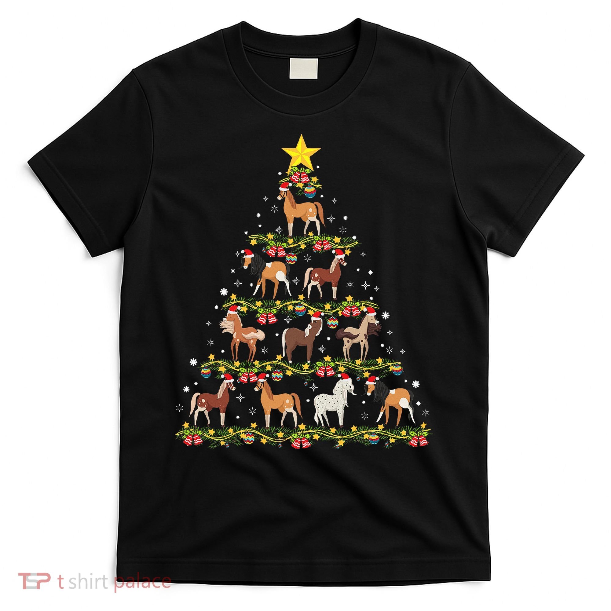 Horses Christmas Tree Horse Xmas Ornaments T-Shirt