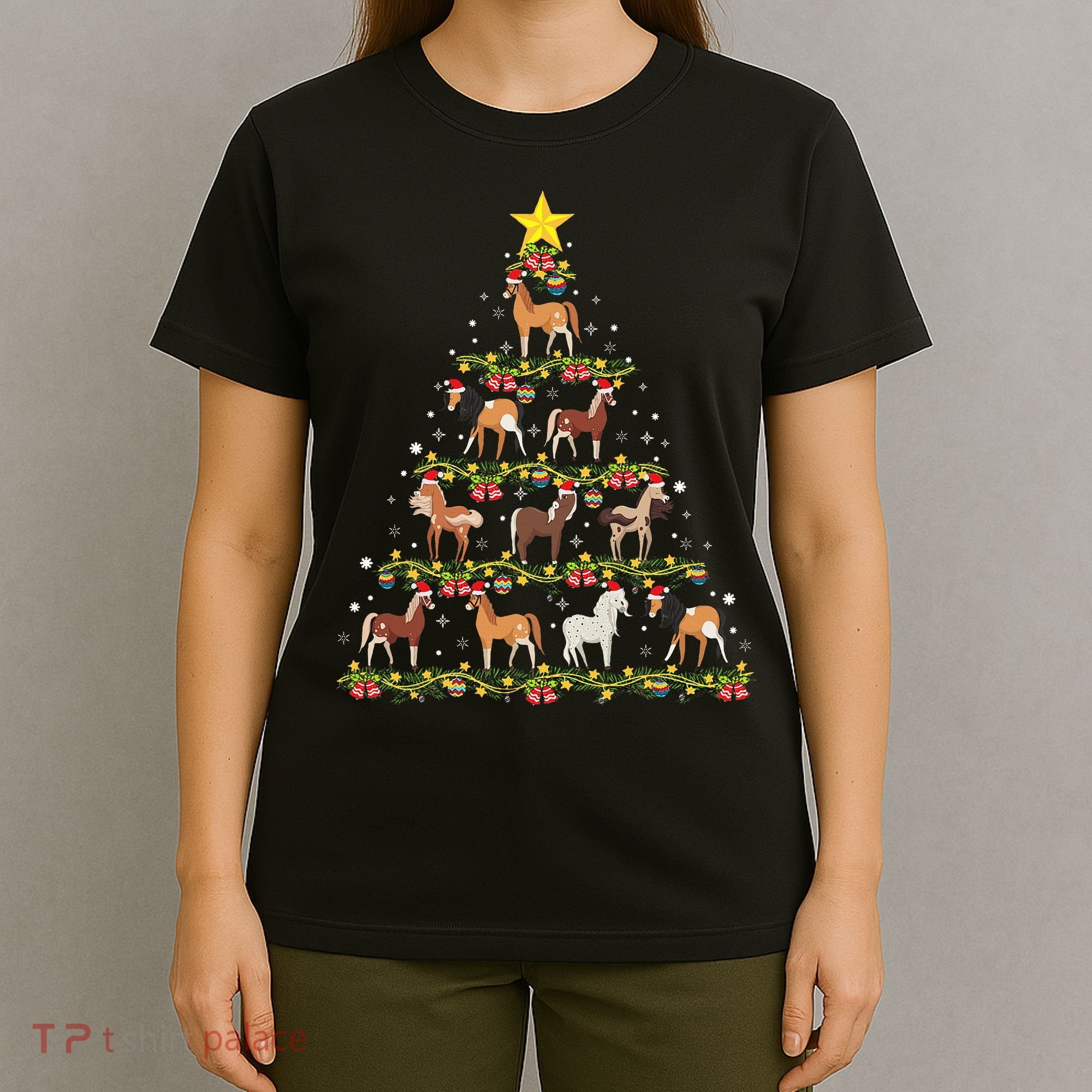Horses Christmas Tree Horse Xmas Ornaments T-Shirt