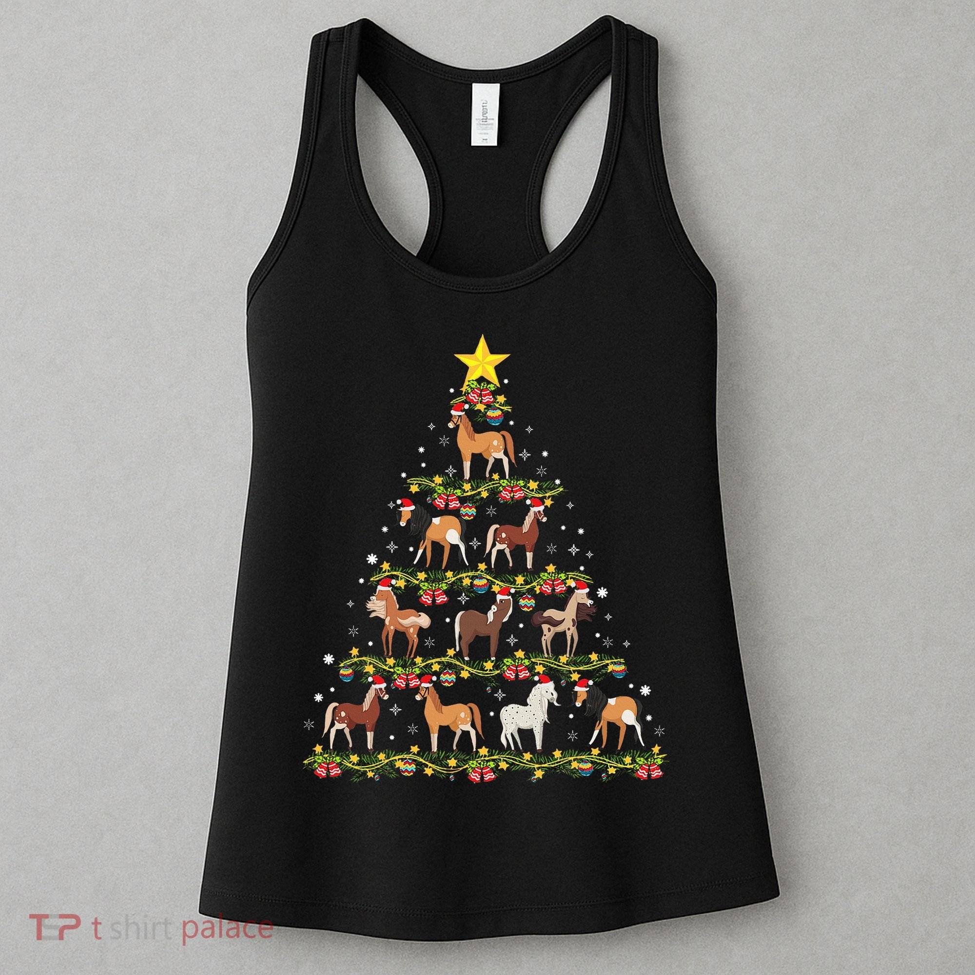 Horses Christmas Tree Horse Xmas Ornaments Women's Tank Top