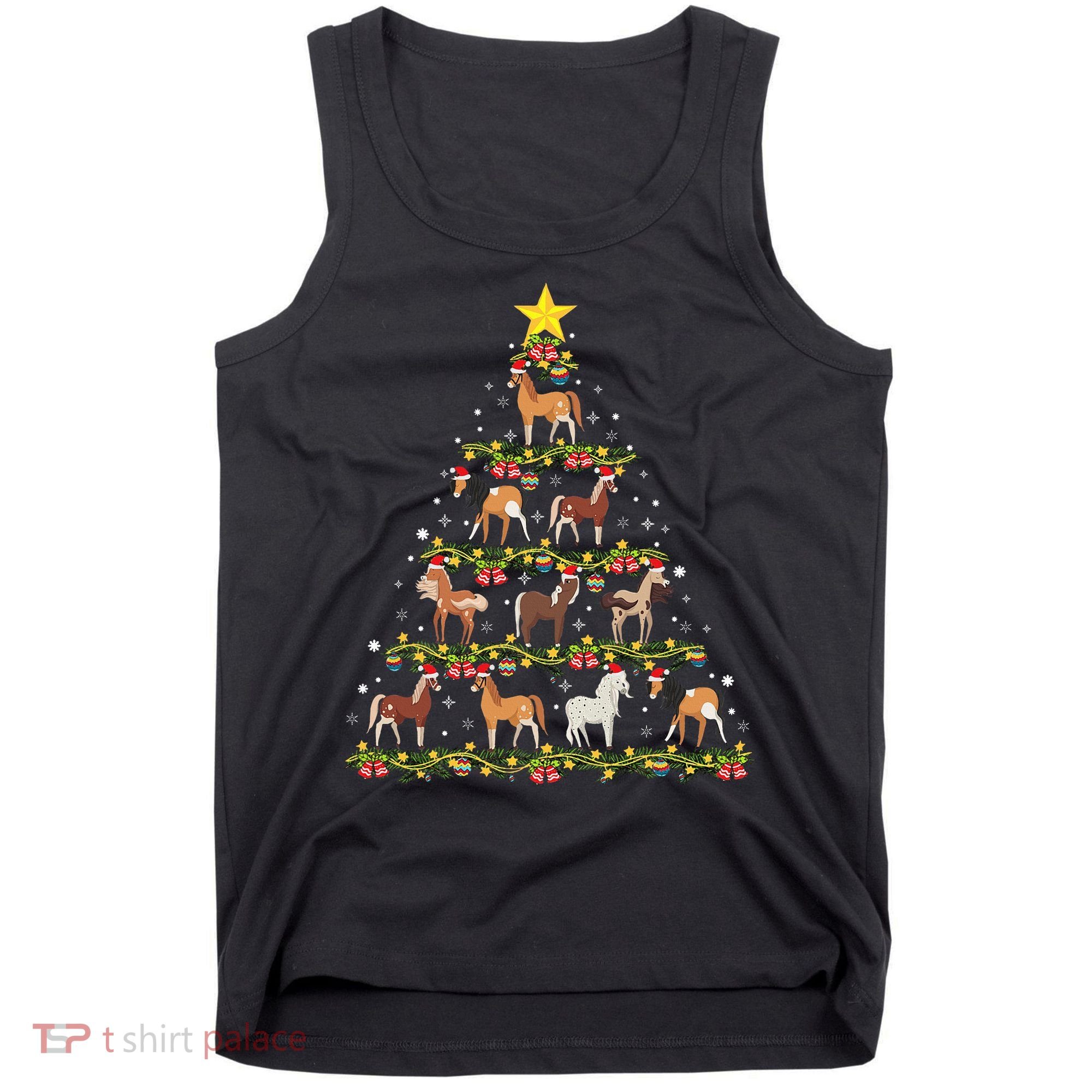 Horses Christmas Tree Horse Xmas Ornaments Tank Top